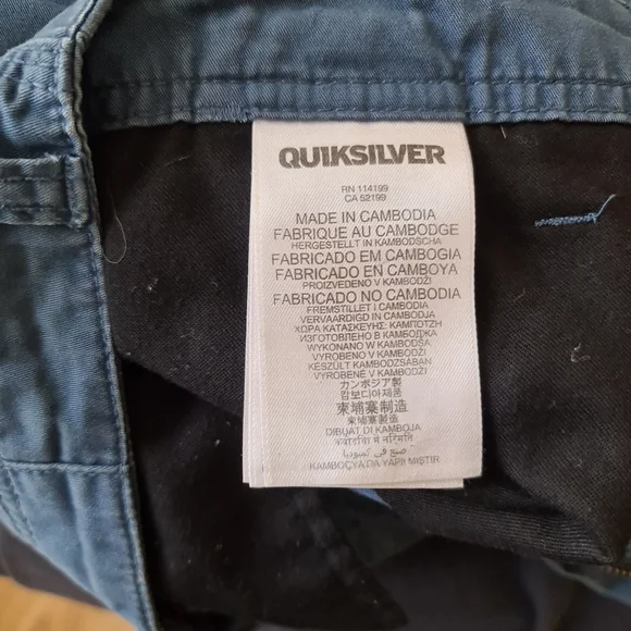Quiksilver Shorts Size 28 Blue Chino Cotton Board Pockets Summer Holiday Beach - Picture 8 of 9